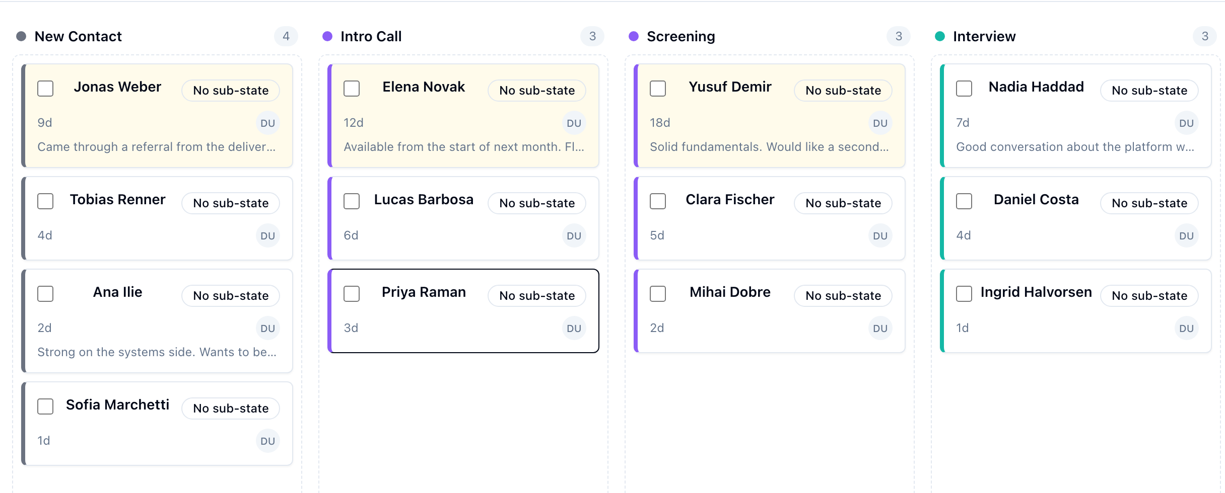 The InfiniHire pipeline board